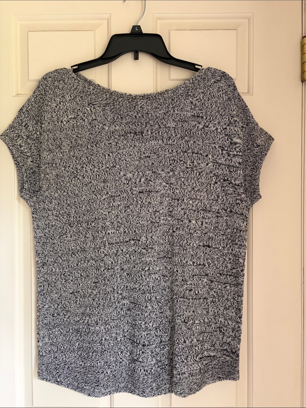 Talbots Women's Short-Sleeve Knit Top - Gray MarleD. Size L/p. 100% linen.
